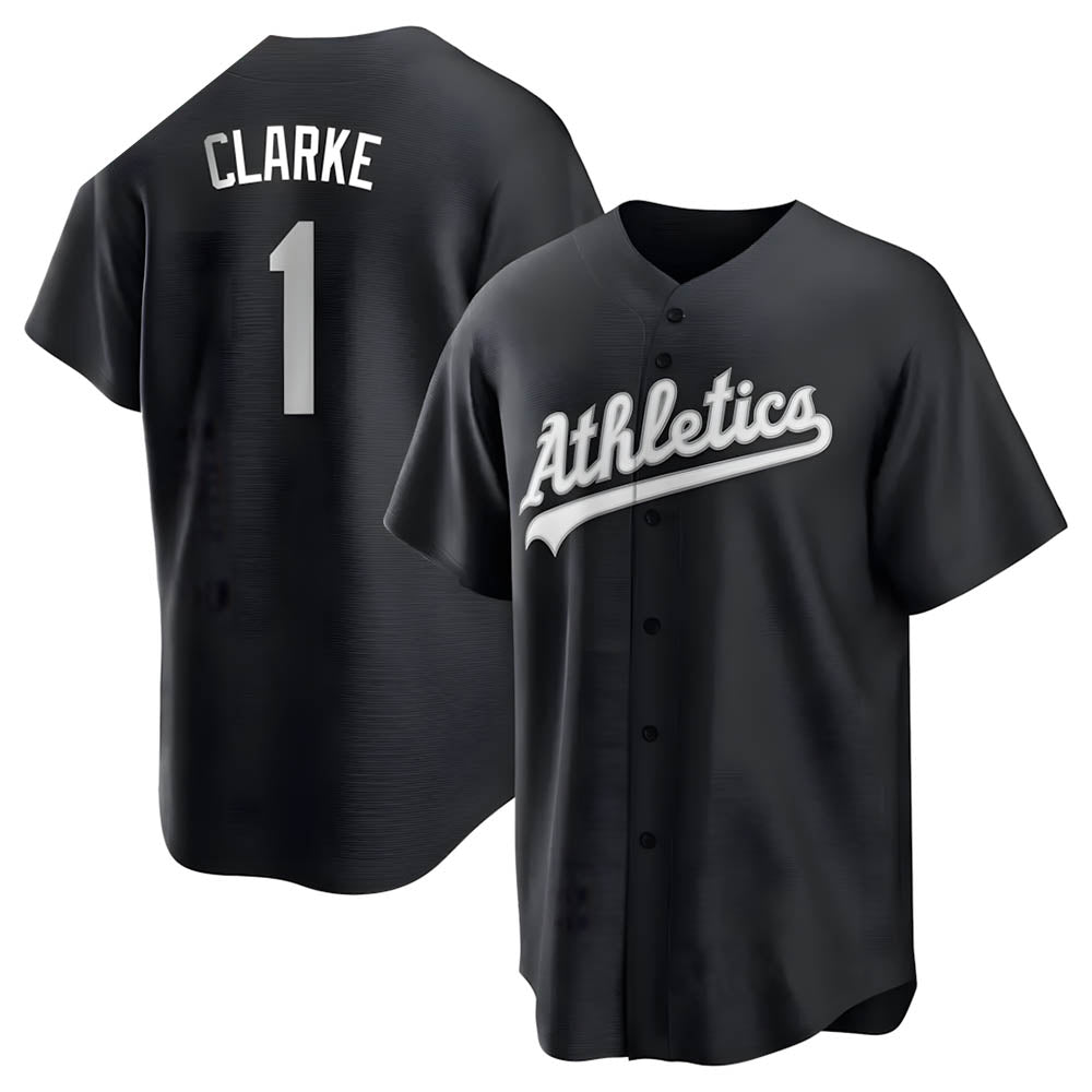 MATTH Athletics #1 Denzel Clarke player Black&White Replica Stitched Jersey