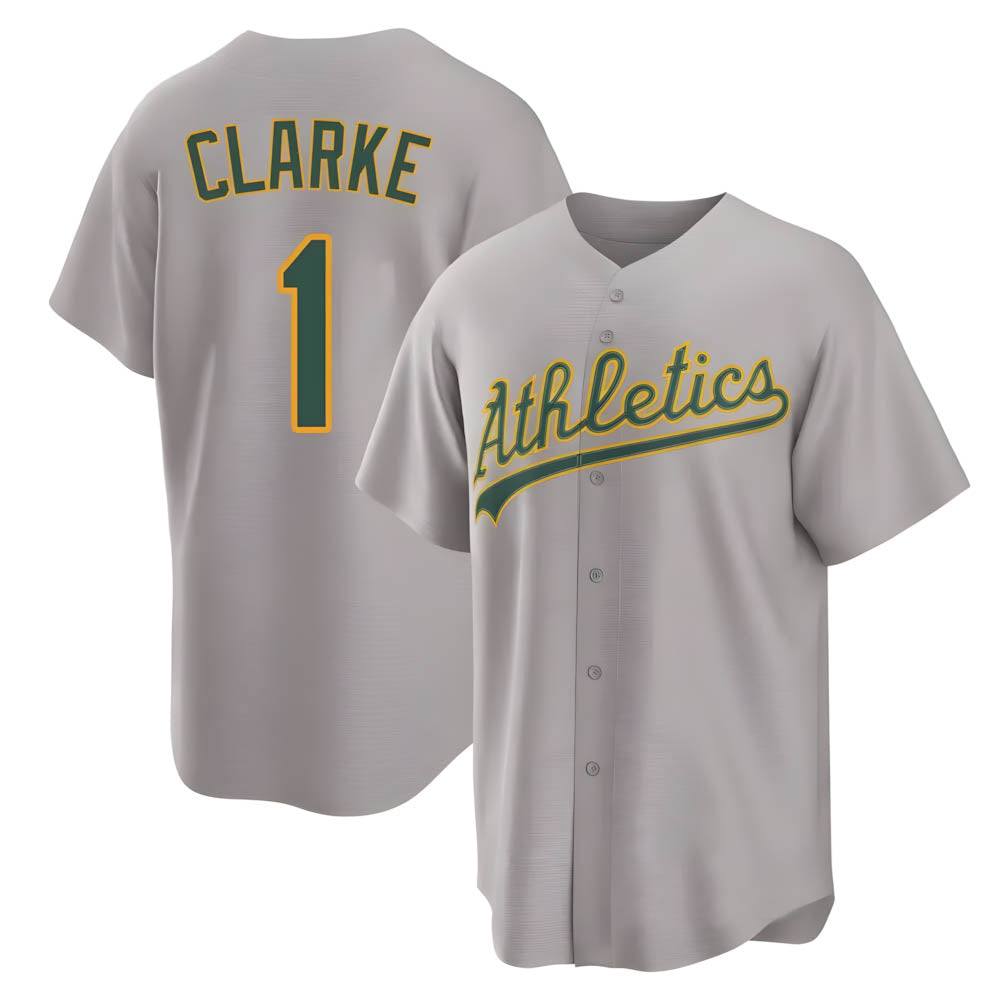 MATTH Athletics #1 Denzel Clarke player Gray Replica Away Stitched Jersey