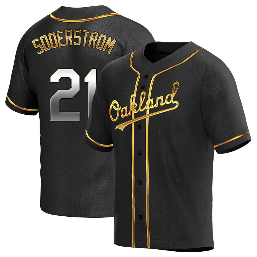 MATTH Athletics #21 Tyler Soderstrom Player Black Golden Replica Alternate Stitched Jersey