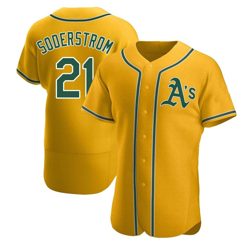 MATTH Athletics #21 Tyler Soderstrom Player Gold Authentic Alternate Stitched Jersey