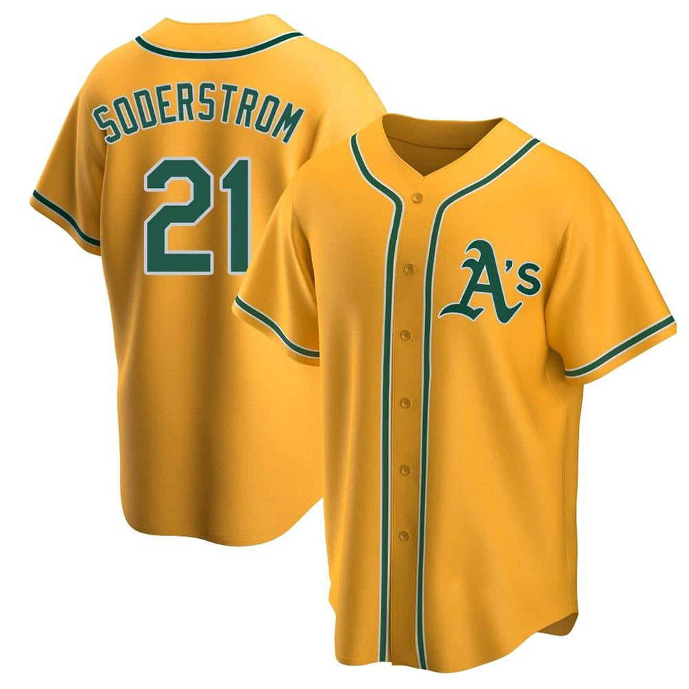 MATTH Athletics #21 Tyler Soderstrom Player Gold Replica Alternate Stitched Jersey