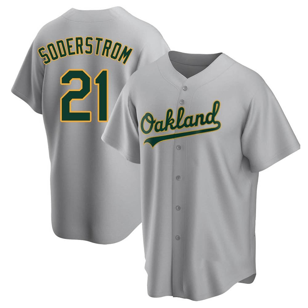 MATTH Athletics #21 Tyler Soderstrom Player Gray Replica Road Stitched Jersey