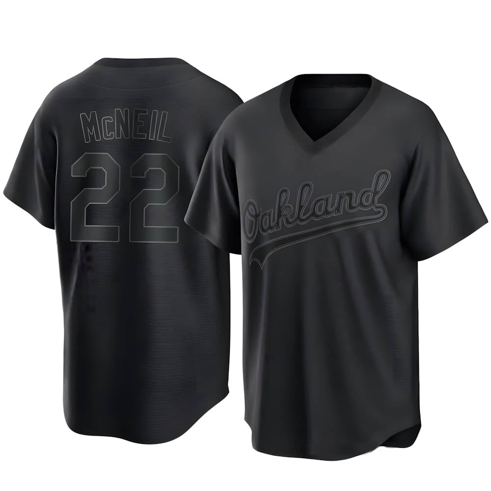 MATTH Athletics #22 Jeff McNeil player Black Replica Pitch Fashion Stitched Jersey