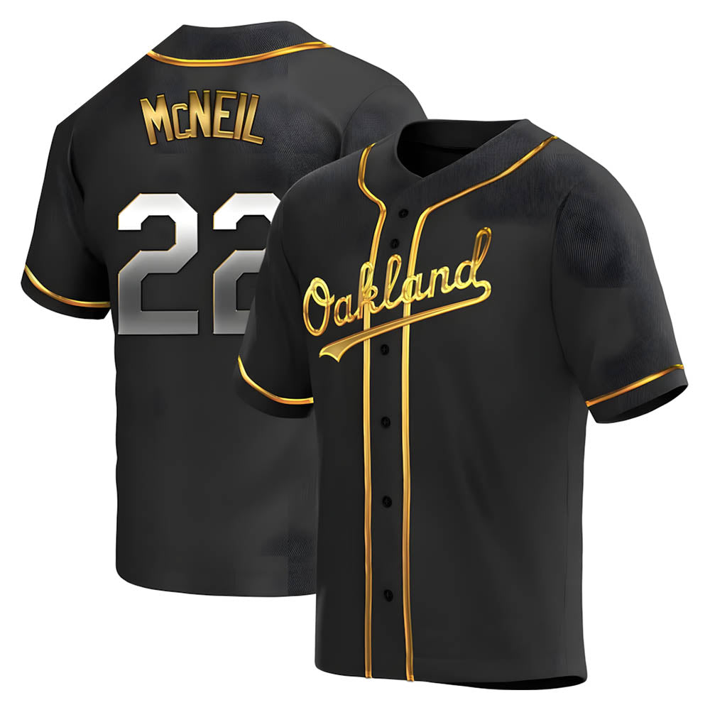 MATTH Athletics #22 Jeff McNeil player Gold Replica Black en Alternate Stitched Jersey