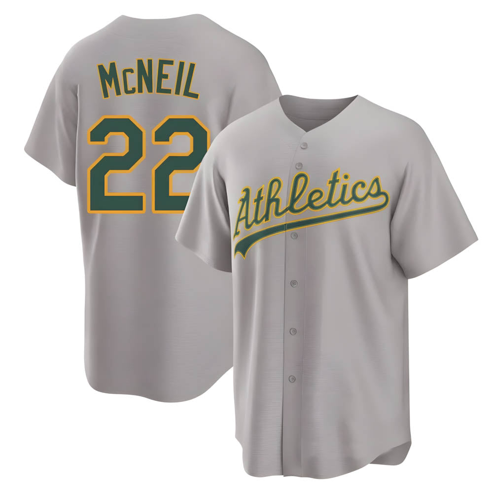 MATTH Athletics #22 Jeff McNeil player Gray Replica Away Stitched Jersey