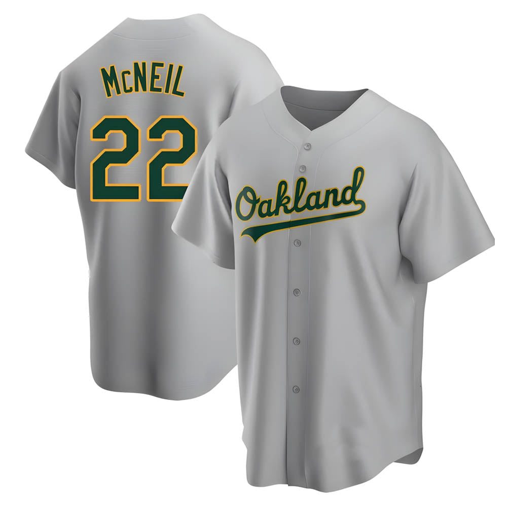 MATTH Athletics #22 Jeff McNeil player Gray Replica Road Stitched Jersey