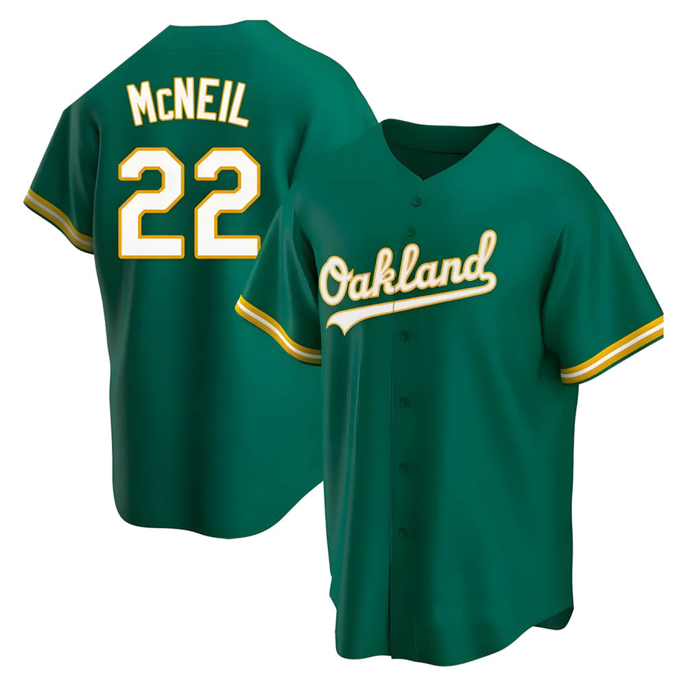 MATTH Athletics #22 Jeff McNeil player Green Replica Kelly Alternate Stitched Jersey
