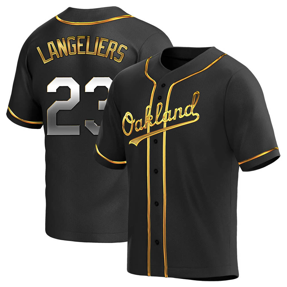 MATTH Athletics #23 Shea Langeliers Player Black Golden Replica Alternate Stitched Jerseys
