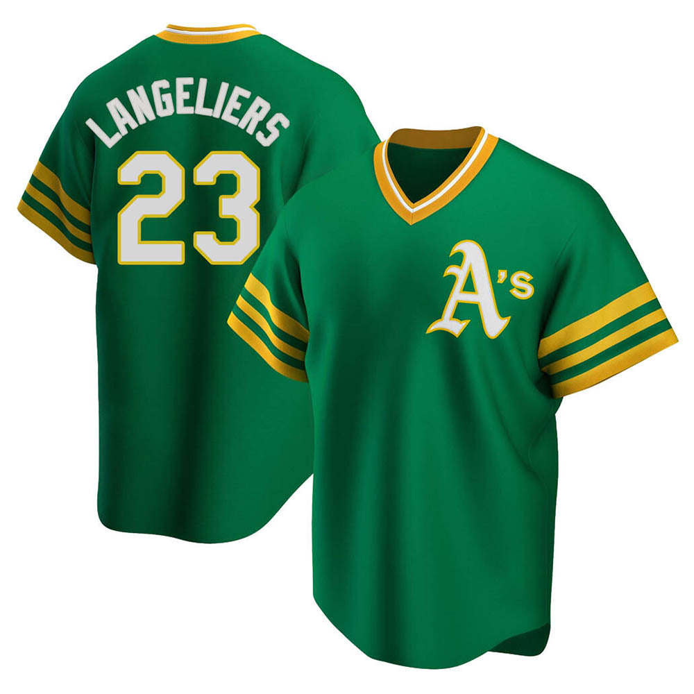 MATTH Athletics #23 Shea Langeliers Player Green Replica Cooperstown Collection T shirt Stitched Jerseys
