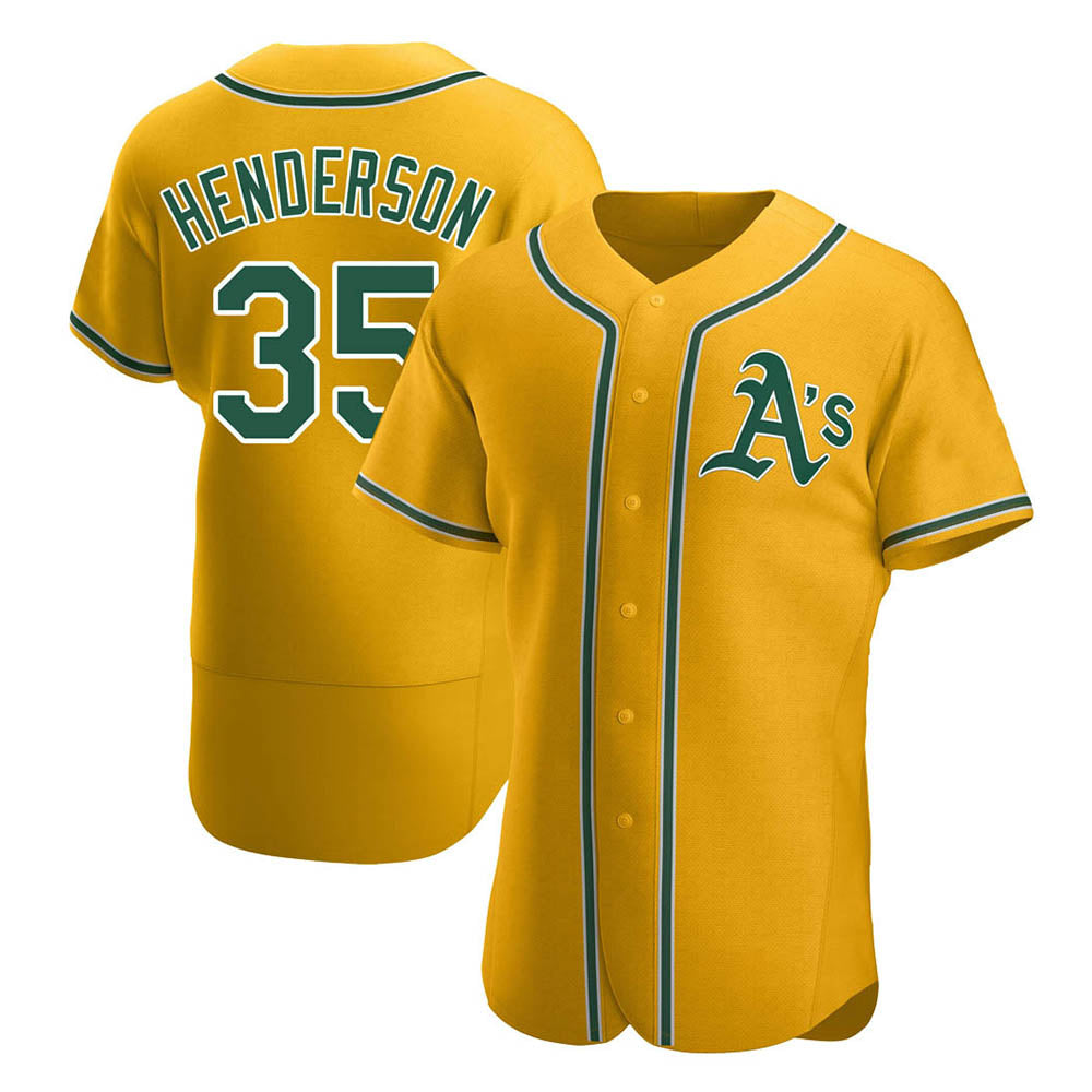 MATTH Athletics #35 Rickey Henderson Player Gold Authentic Alternate Stitched Jersey