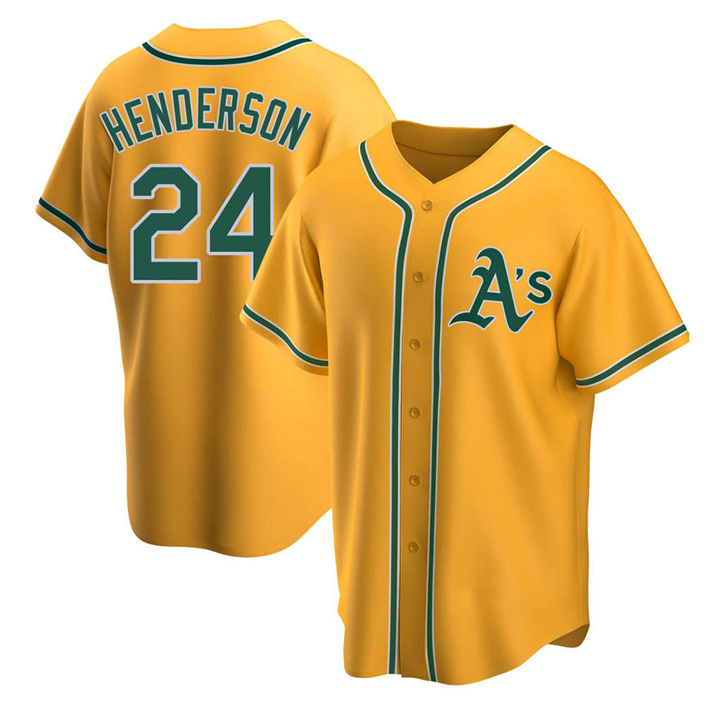 MATTH Athletics #24 Rickey Henderson Player Gold Replica Alternate Stitched Jersey