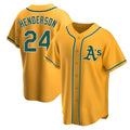 MATTH Athletics #24 Rickey Henderson Player Gold Replica Alternate Stitched Jersey