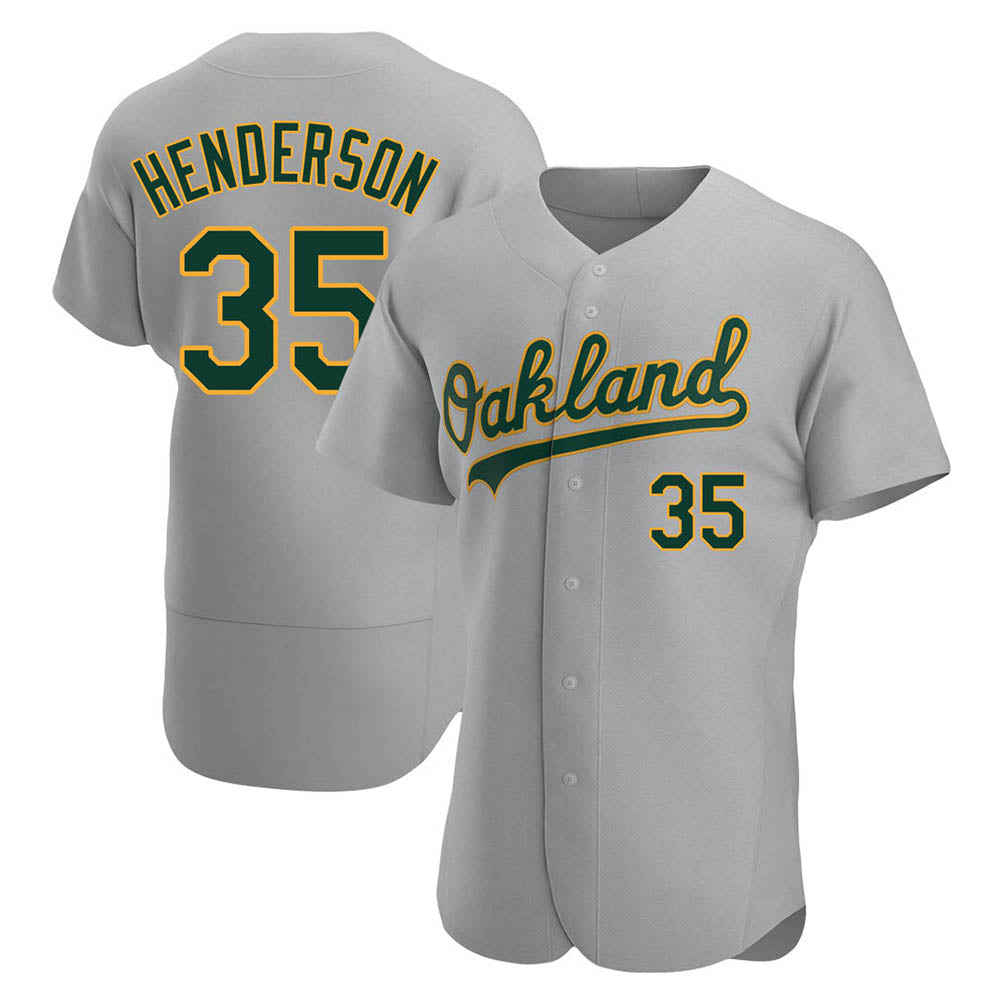 MATTH Athletics #35 Rickey Henderson Player Gray Authentic Road Stitched Jersey