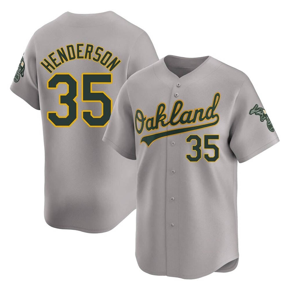 MATTH Athletics #35 Rickey Henderson Player Gray Limited Away Stitched Jersey