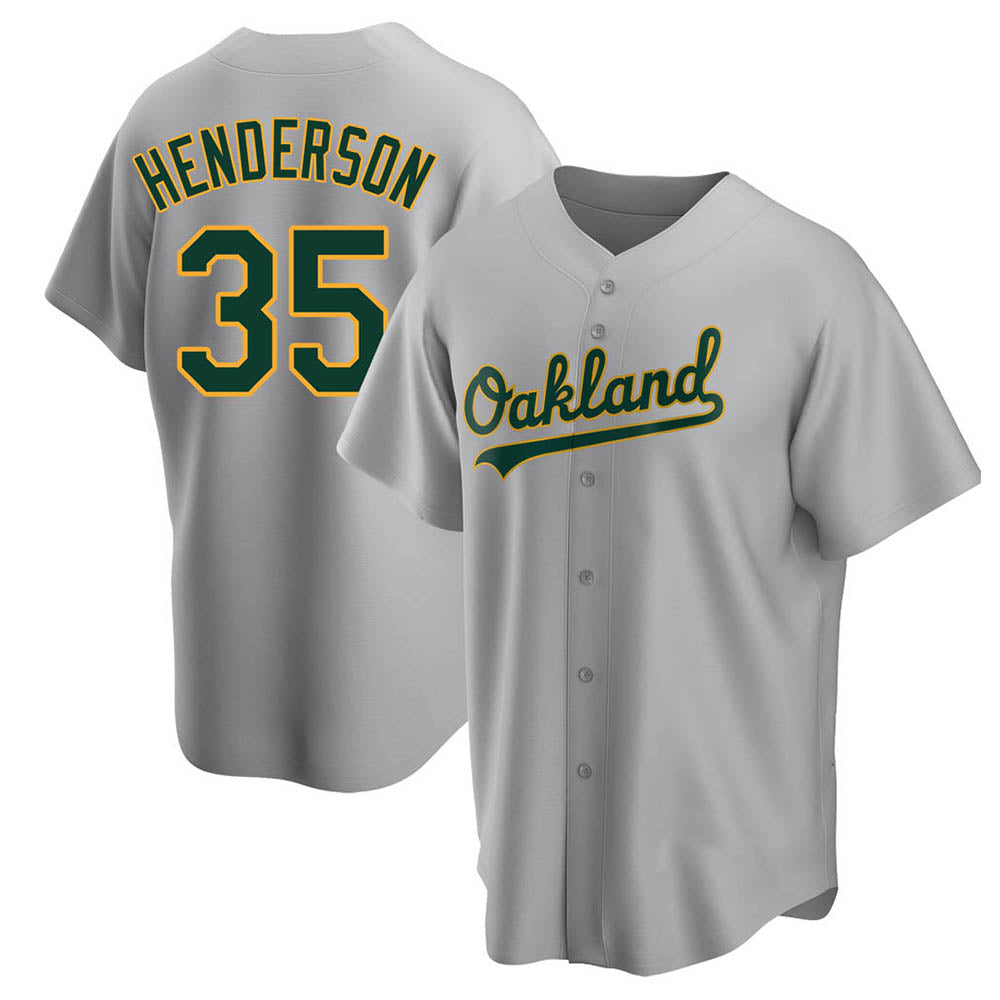 MATTH Athletics #35 Rickey Henderson Player Gray Replica Road Stitched Jersey