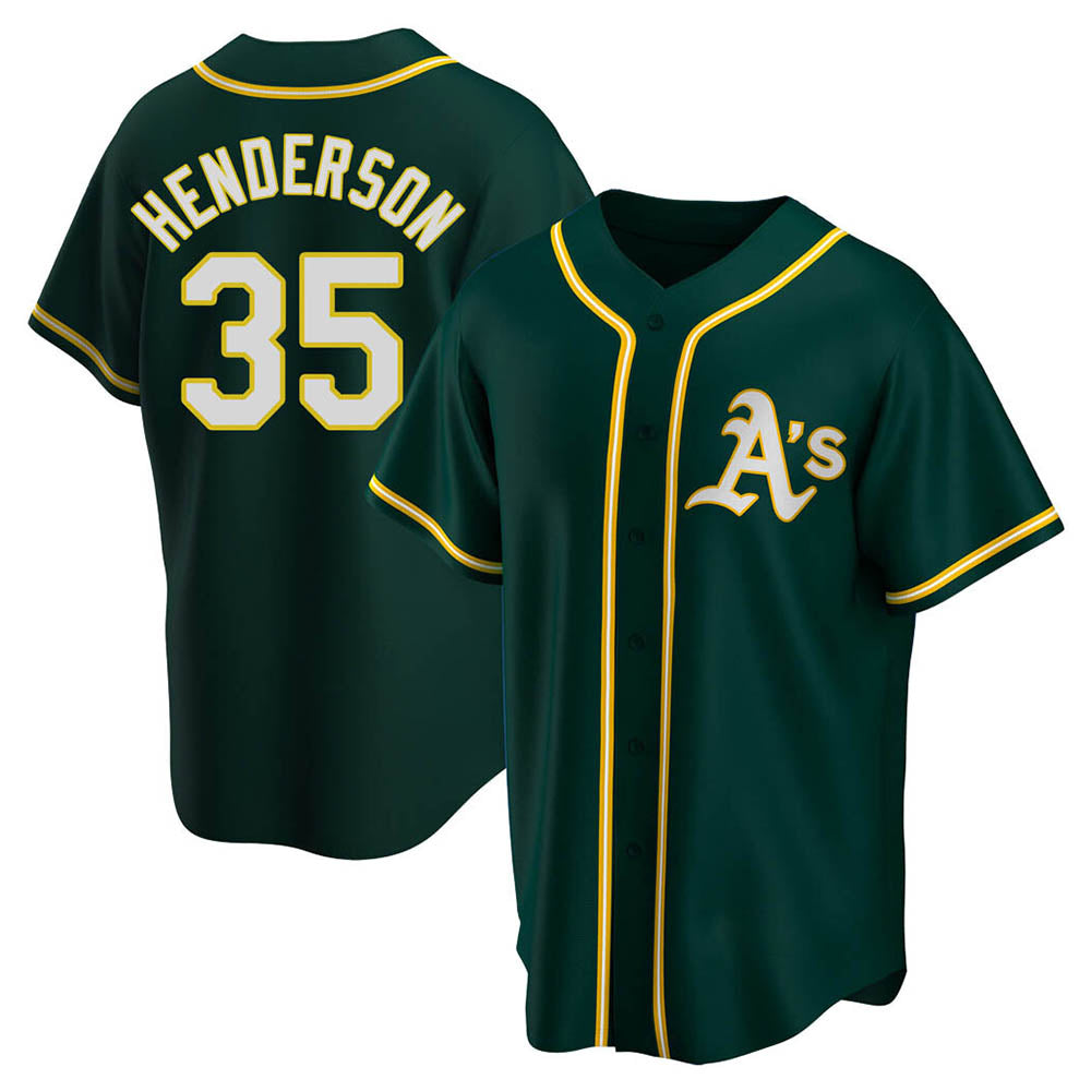 MATTH Athletics #35 Rickey Henderson Player Green Replica Alternate Stitched Jersey