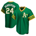 MATTH Athletics #24 Rickey Henderson Player Green Replica Cooperstown Collection T shirt Stitched Jersey