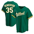 MATTH Athletics #35 Rickey Henderson Player Green Replica Kelly Alternate Stitched Jersey