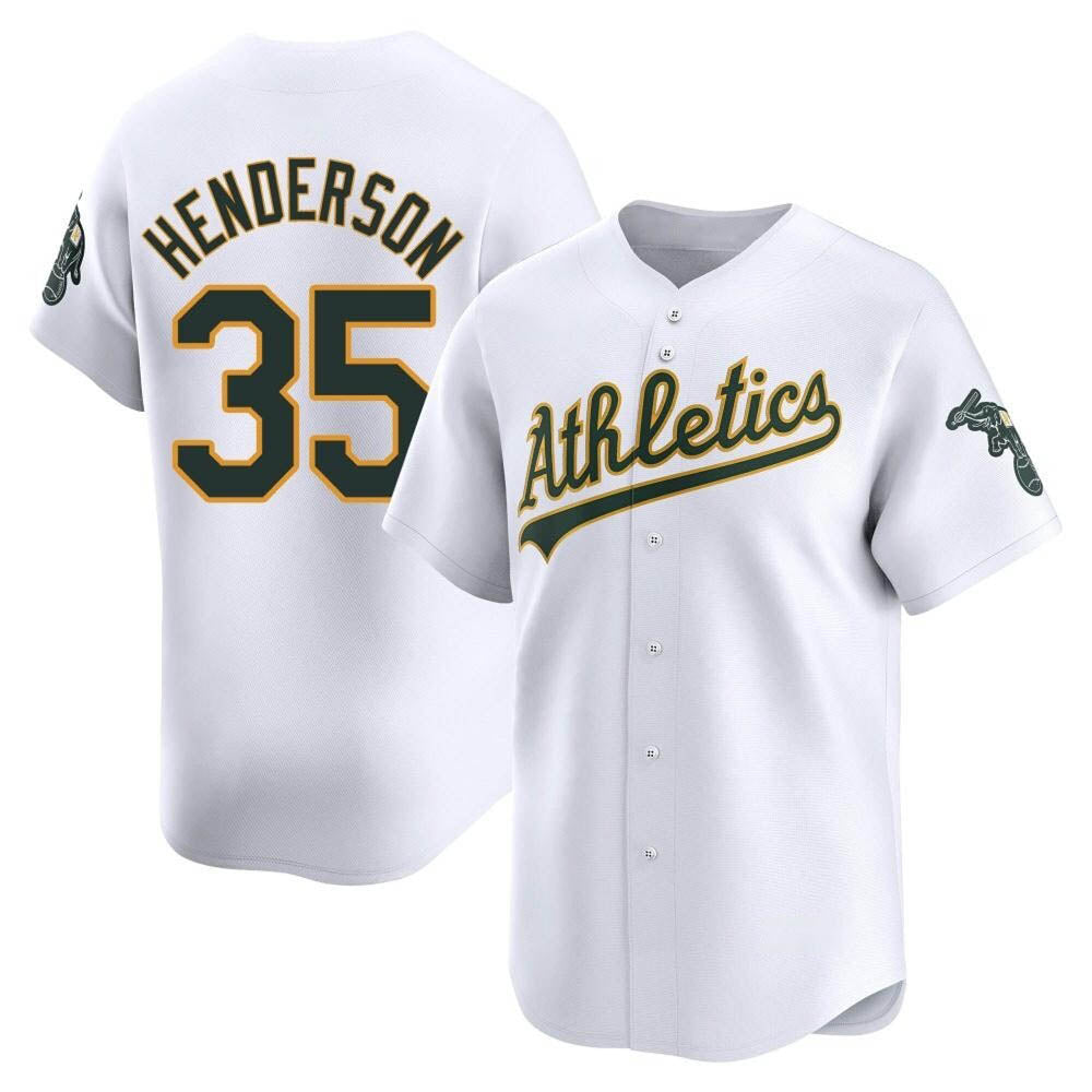MATTH Athletics #35 Rickey Henderson Player White Limited Home Stitched Jersey