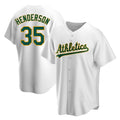 MATTH Athletics #35 Rickey Henderson Player White Replica Home Stitched Jersey