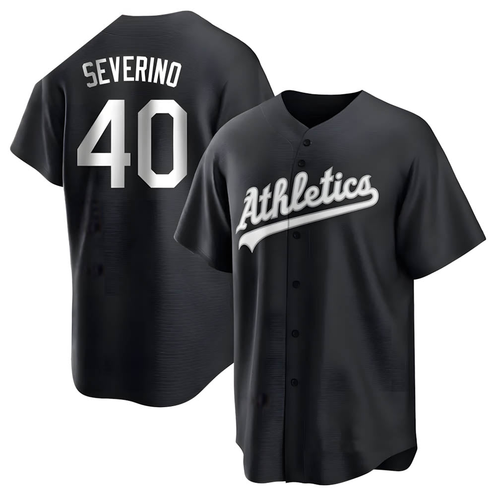 MATTH Athletics #40 Luis Severino player Black&White Replica Stitched Jersey