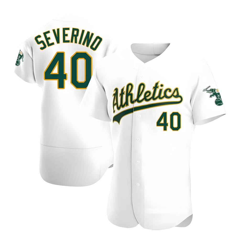MATTH Athletics #40 Luis Severino player White Authentic Home Stitched Jersey