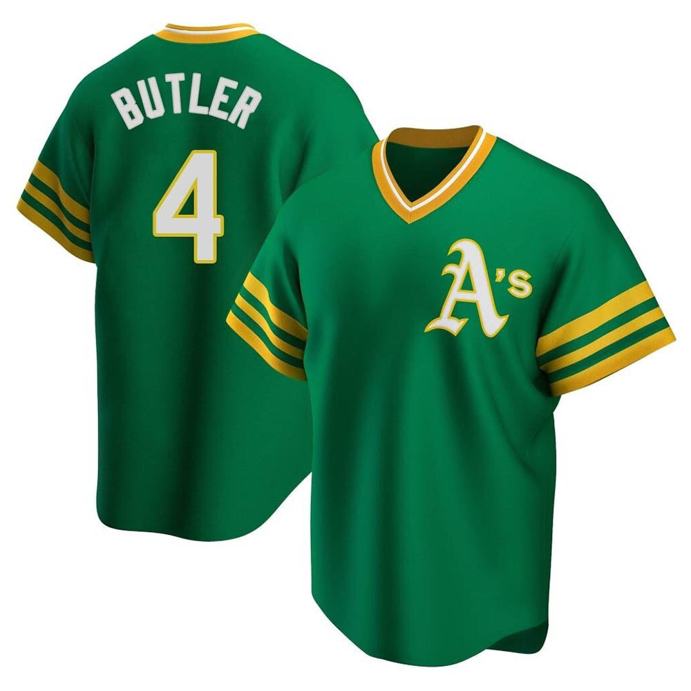 MATTH Athletics #4 Lawrence Butler player Green Replica Cooperstown Collection Stitched Jersey