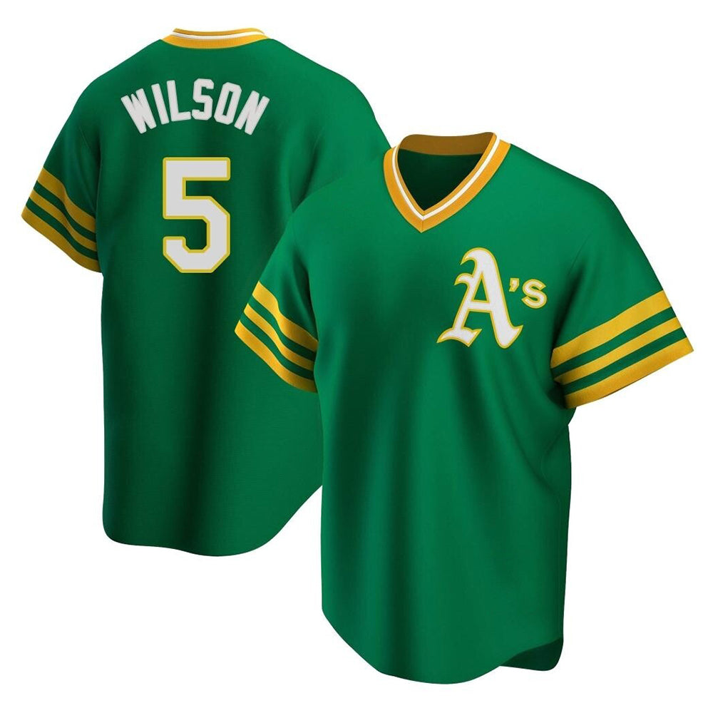 MATTH Athletics #5 Jacob Wilson Green Replica Cooperstown Collection T shirt Stitched Jersey