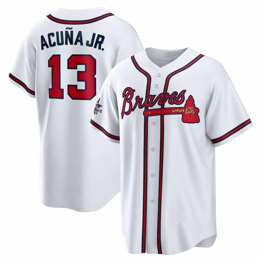 MATTH A.Braves #13 Ronald Acuna Jr. 2025 All-Star Game Home Replica Player Jersey - White Stitched Personalized Jersey