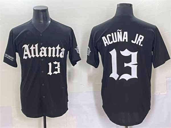 MATTH A.Braves #13 Ronald Acuna Jr. Black Gothic South x Outkast Edition Vapor Limited Stitched Personalized Jersey