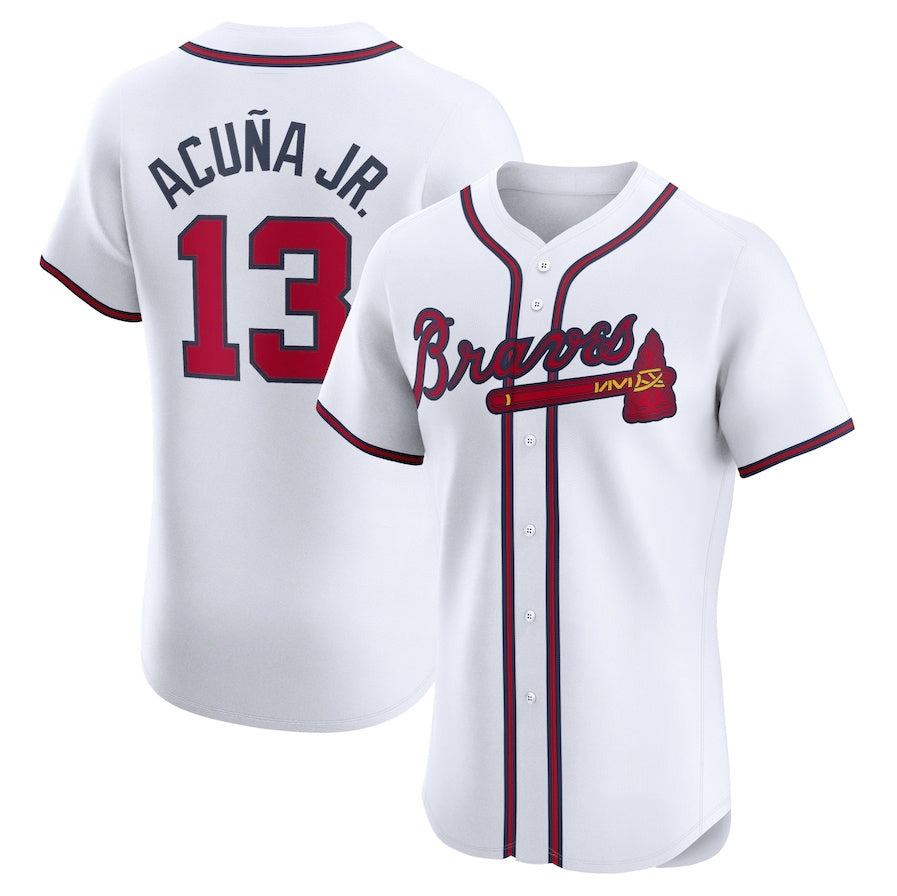 MATTH A.Braves #13 Ronald Acuna Jr. Home Elite Jersey - White Personalized Jerseys