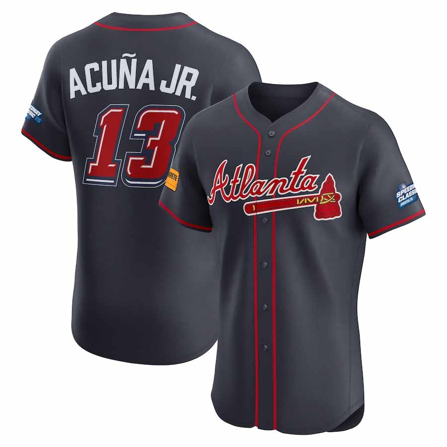 MATTH A.Braves #13 Ronald Acuna Jr. Navy 2025 Speedway Classic Alternate Elite Player Personalized Jersey