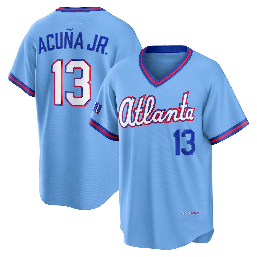 MATTH A.Braves #13 Ronald Acuna Jr. Powder Blue 2026 City Connect Stadium Stitched Personalized Jersey