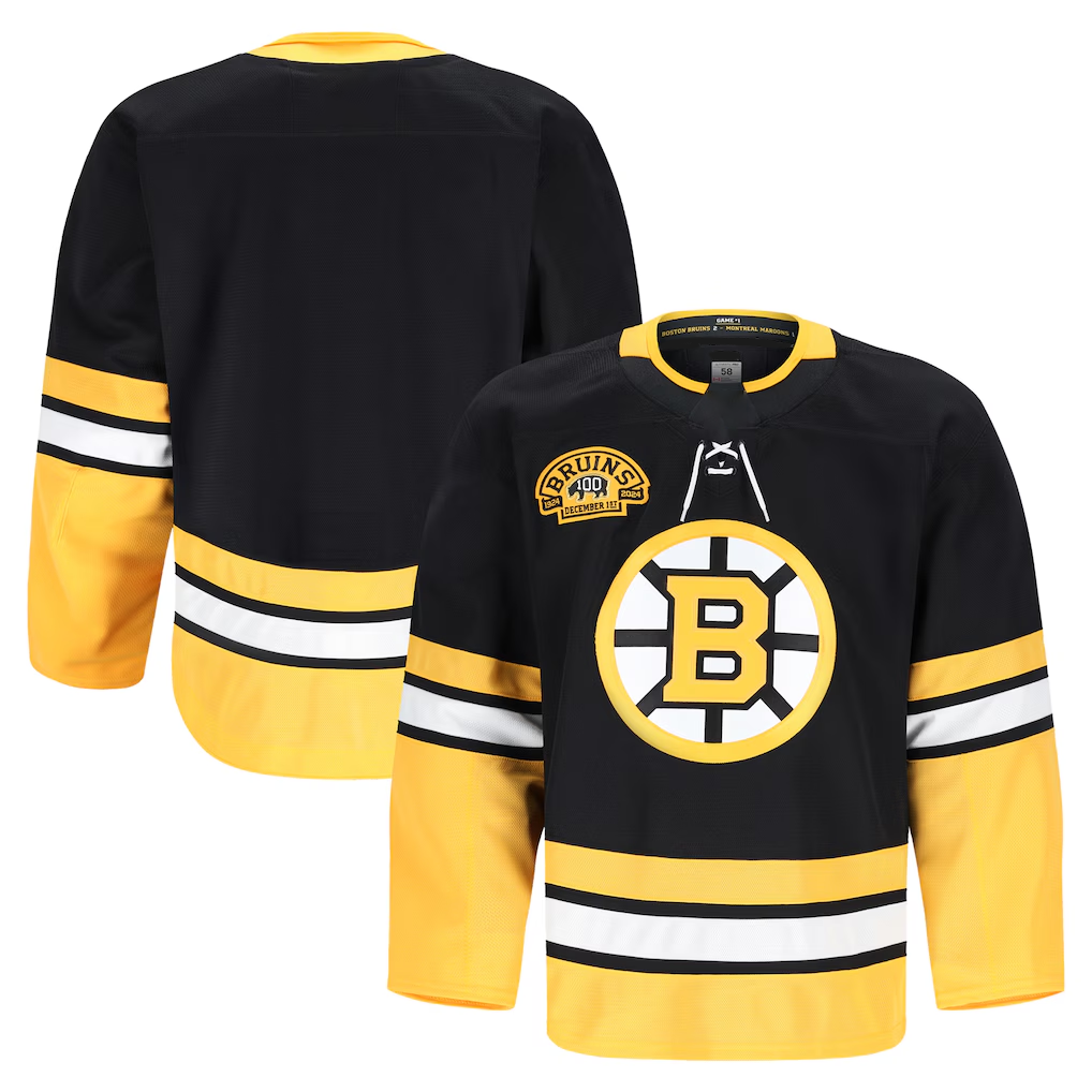 MATTH B.Bruins Black 100th Anniversary Authentic Pro Stitched Jerseys