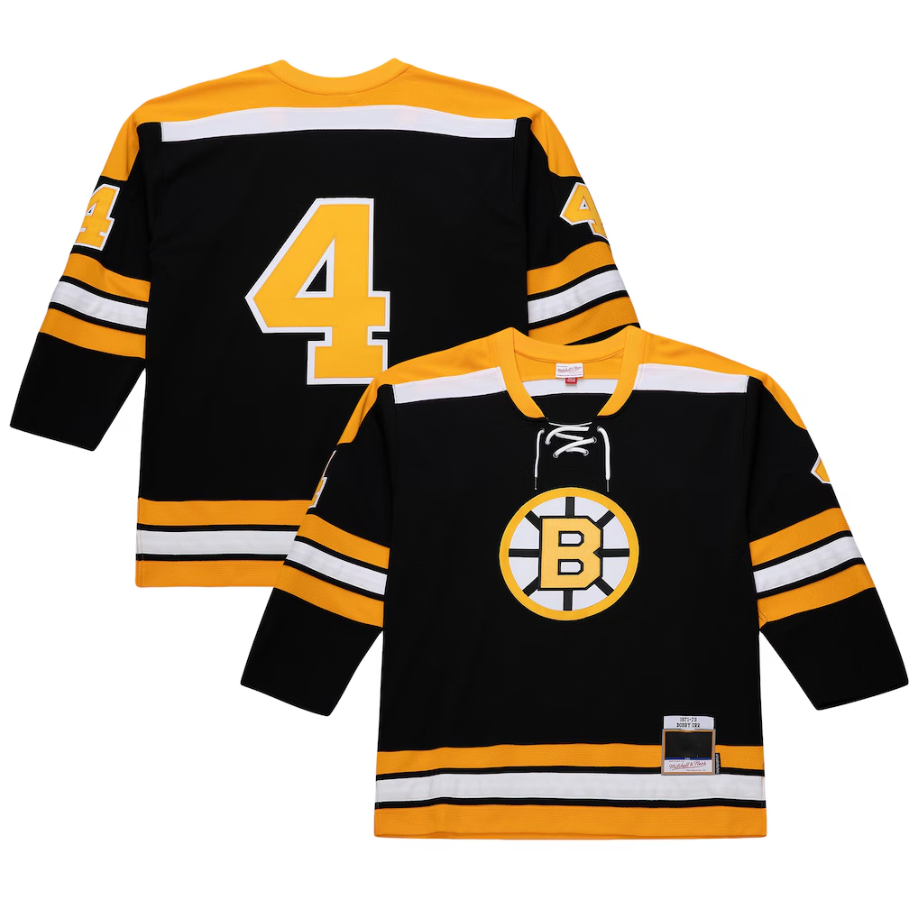 MATTH B.Bruins #4 Bobby Orr Mitchell & Ness Black Big & Tall 197172 Blue Line 2.0 Stitched Jerseys