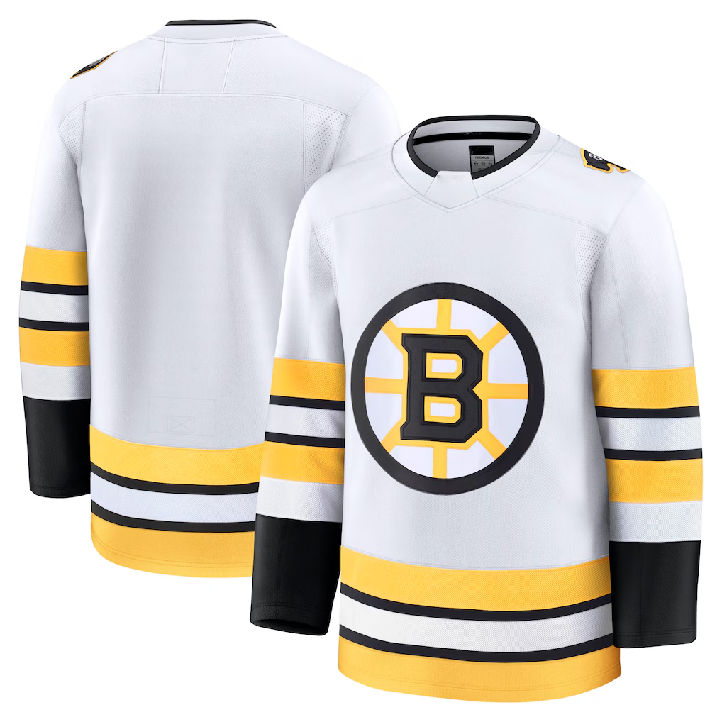 MATTH B.Bruins White Away Premium Stitched Jersey