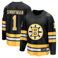 MATTH B.Bruins #1 Jeremy Swayman Black Home Breakaway Player Stitched Jerseys