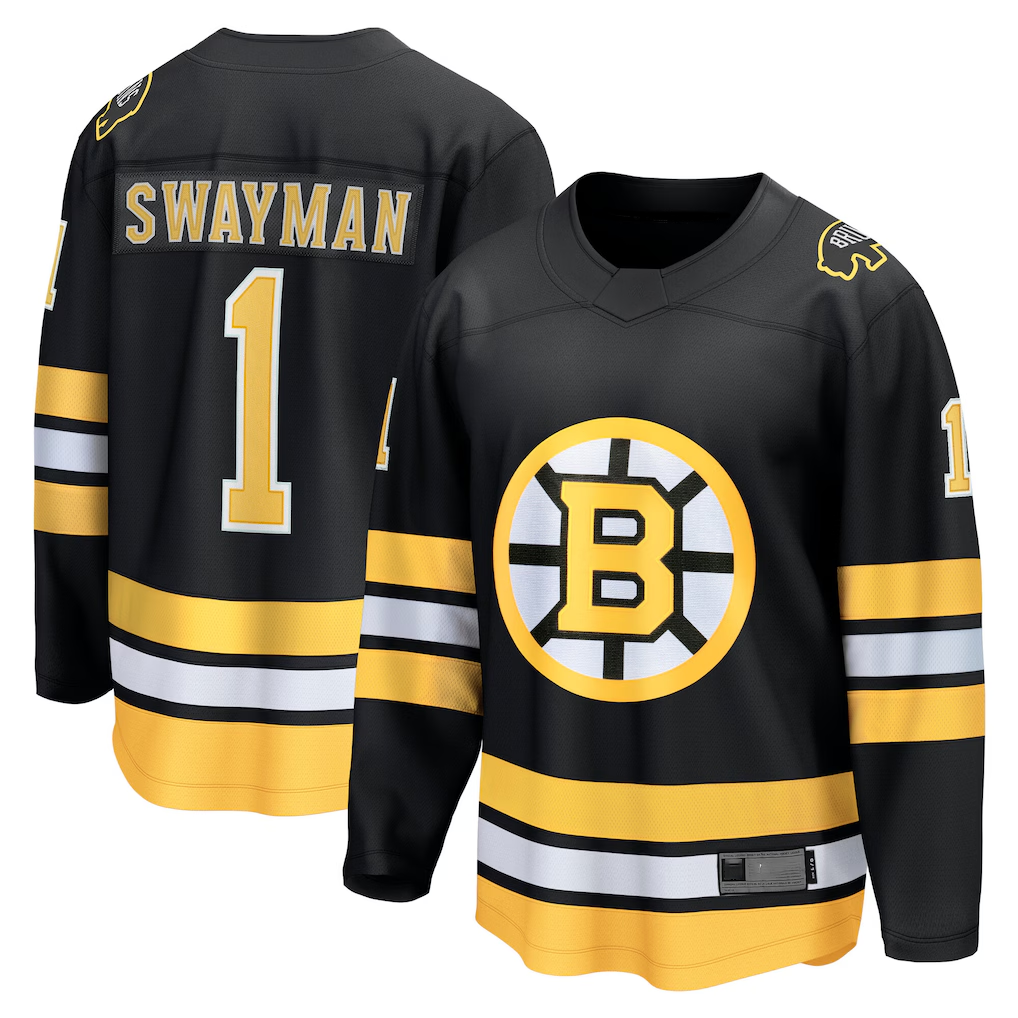 MATTH B.Bruins #1 Jeremy Swayman Black Home Breakaway Player Stitched Jerseys