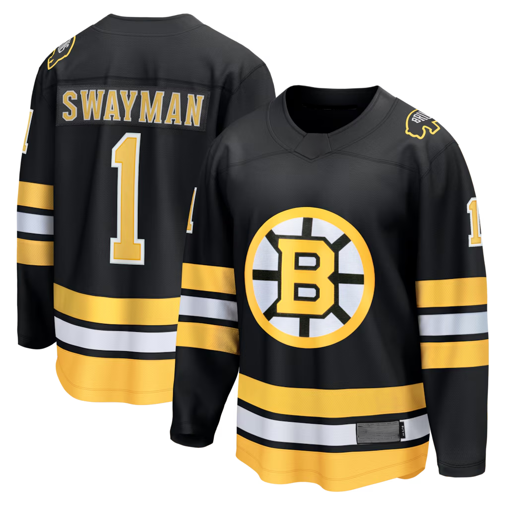 MATTH B.Bruins #1 Jeremy Swayman Black Home Breakaway Stitched Jerseys