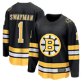 MATTH B.Bruins #1 Jeremy Swayman Black Home Breakaway Stitched Jerseys