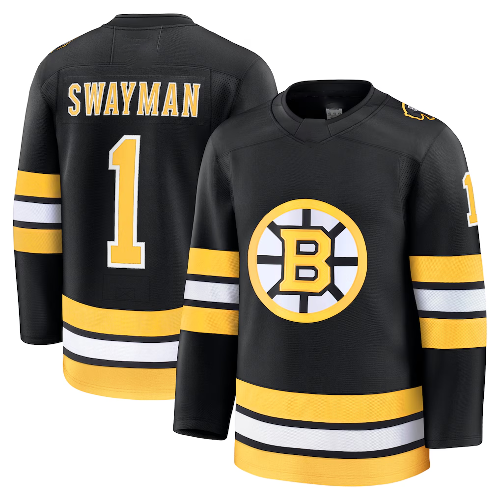 MATTH B.Bruins #1 Jeremy Swayman Black Home Premium Stitched Jerseys