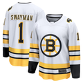 MATTH B.Bruins #1 Jeremy Swayman White Away Breakaway Player Stitched Jerseys