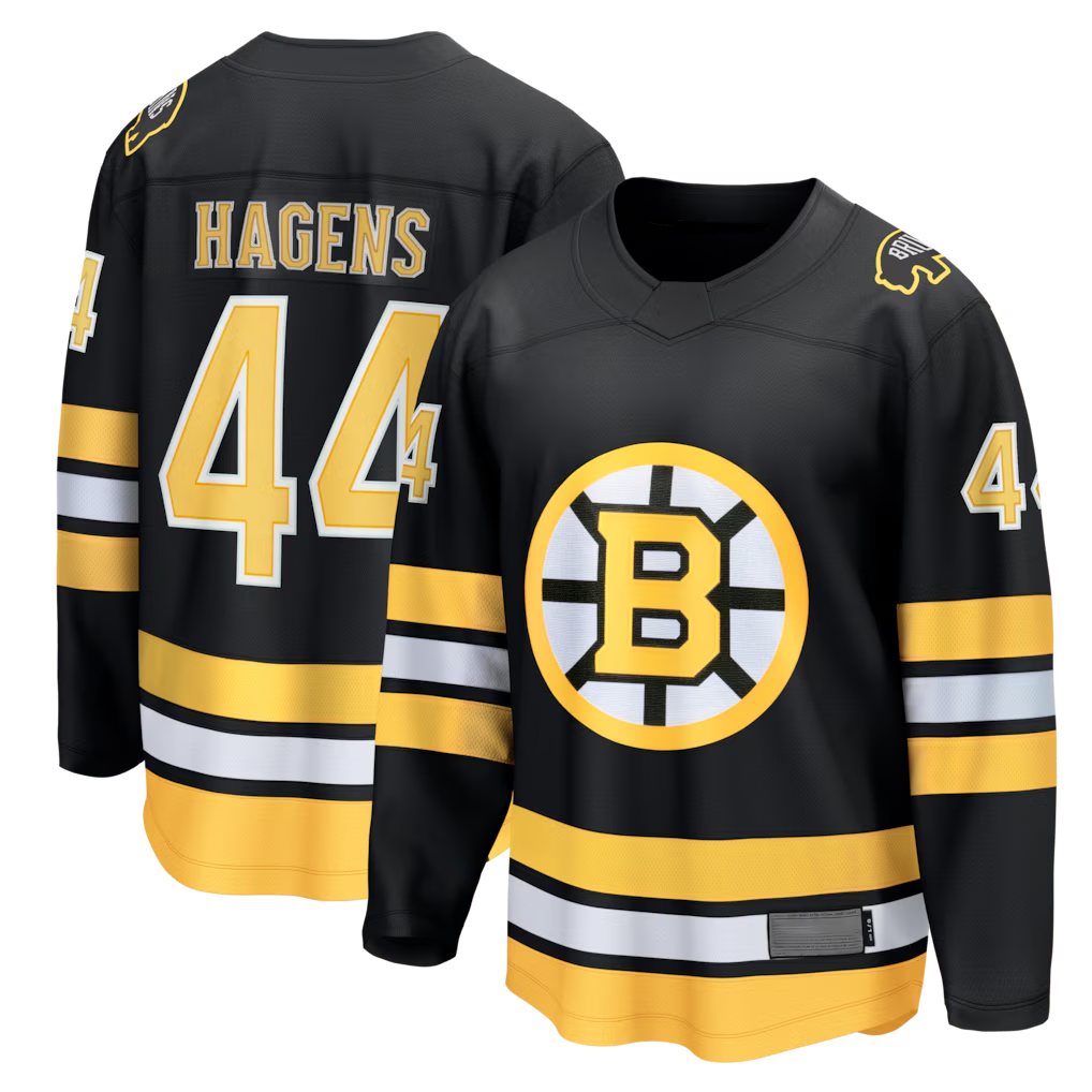 MATTH B.Bruins #44 James Hagens Black Breakaway Stitched Jerseys