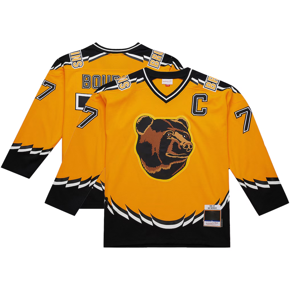 MATTH B.Bruins #77 Ray Bourque Mitchell & Ness Gold Big & Tall 1996-97 Blue Line 2.0 Stitched Jerseys
