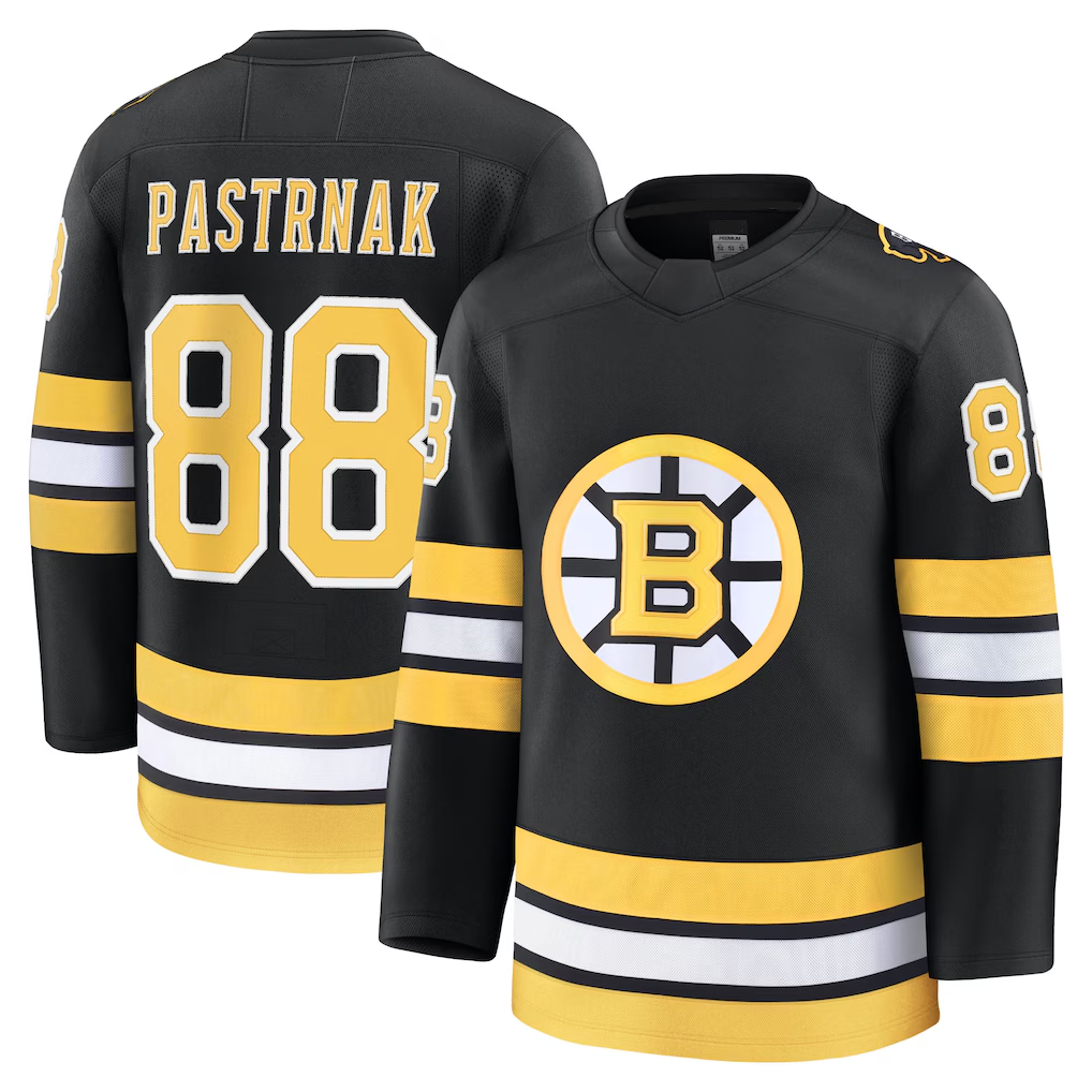 MATTH B.Bruins #88 David Pastrnak Black Home Premium Player Stitched Jerseys