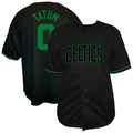 MATTH B.Celtics #0 Jayson Tatum Profile Black Big & Tall Name & Number Button-Up Jerseys