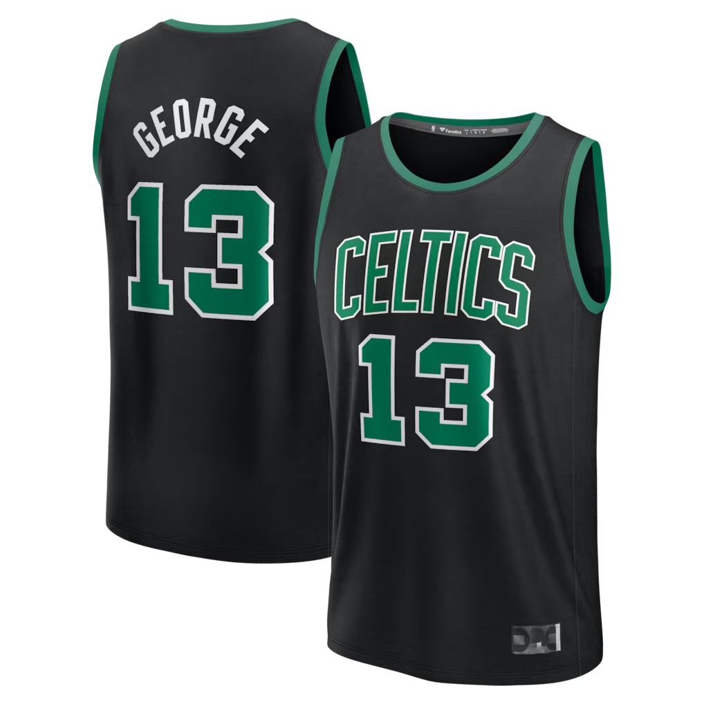 MATTH B.Celtics #13 Paul George Black Fast Break Replica Jerseys - Statement Edition