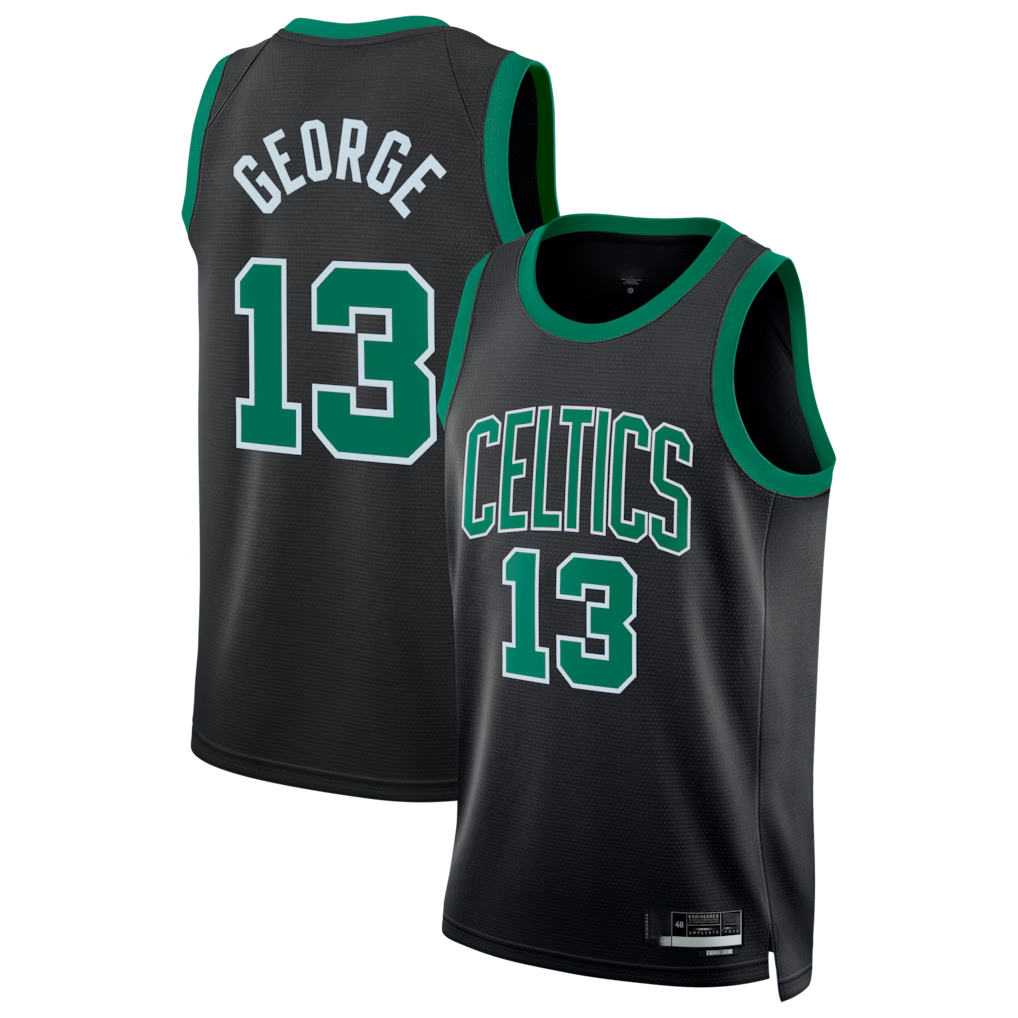 MATTH B.Celtics #13 Paul George Black Swingman Jerseys - Statement Edition