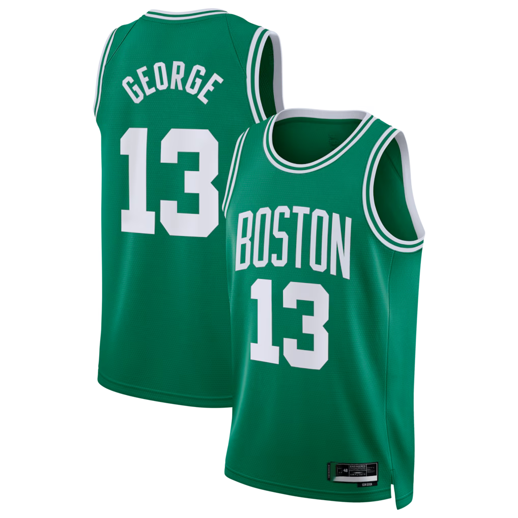 MATTH B.Celtics #13 Paul George Kelly Green Swingman Jerseys - Icon Edition