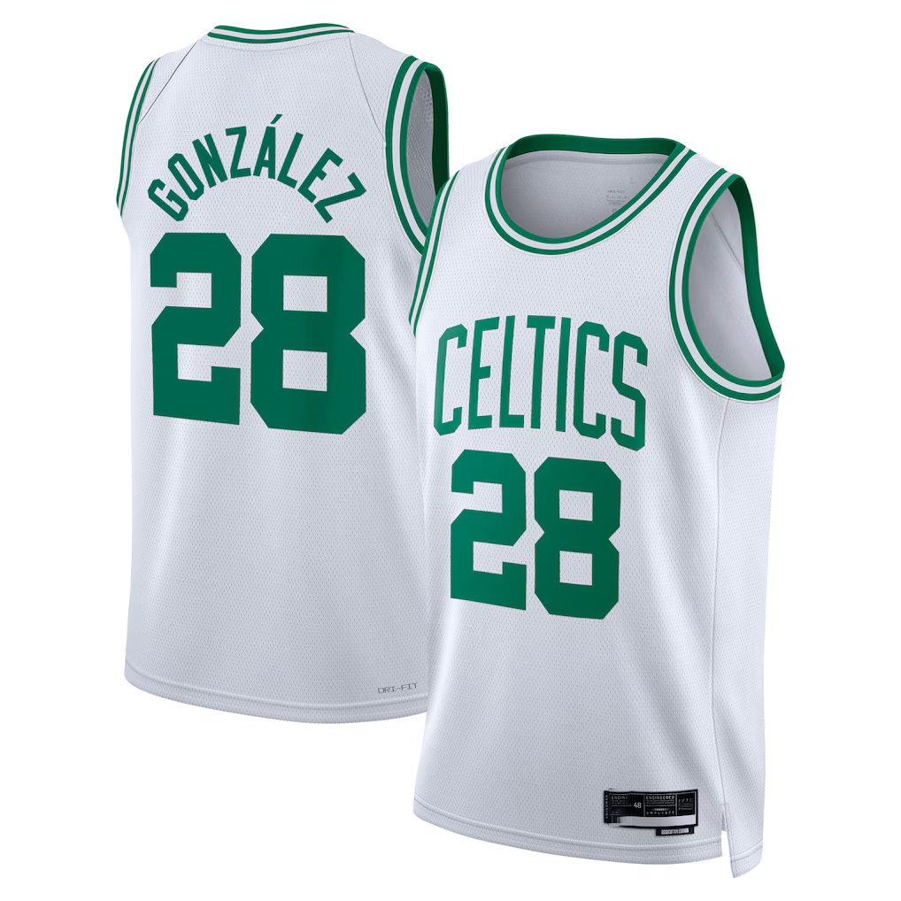 MATTH B.Celtics #28 Hugo Gonz¨¢lez White Swingman Jerseys - Association Edition